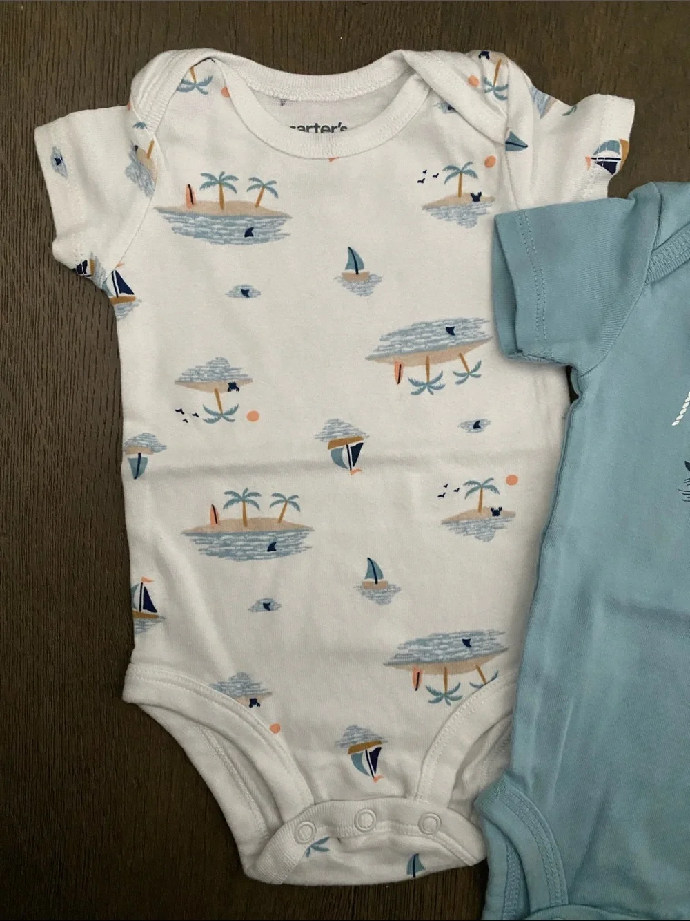 Carter's Light Blue & White Nautical 3-Pack Baby One-Piece Bodysuits